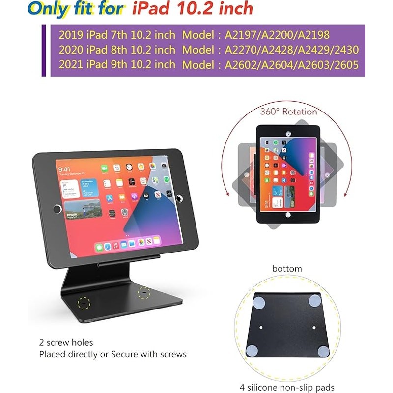 iPad 10.2-Inch 9th& 7th Gen Desktop Antitheft Security Kiosk Stand Holder W lock