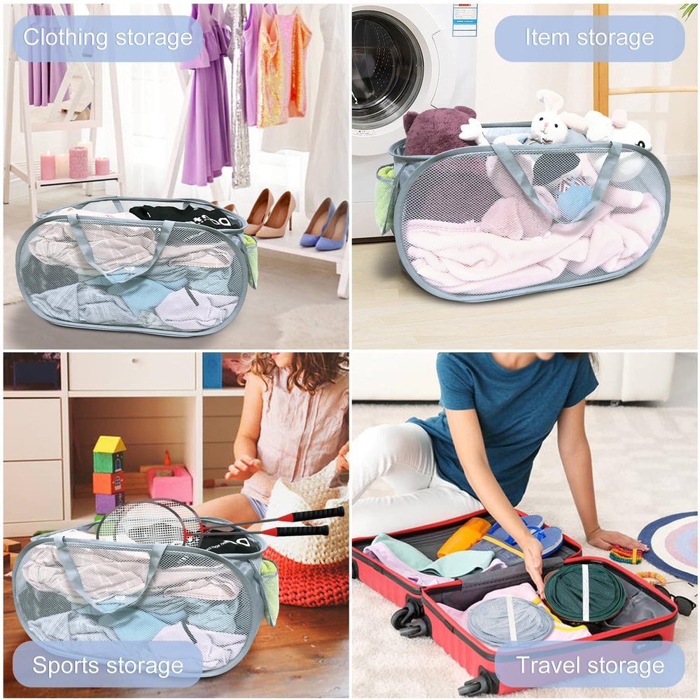 4PCS Mesh Laundry Hamper,Collapsible Laundry Baskets,75L Large Foldable Dirty...