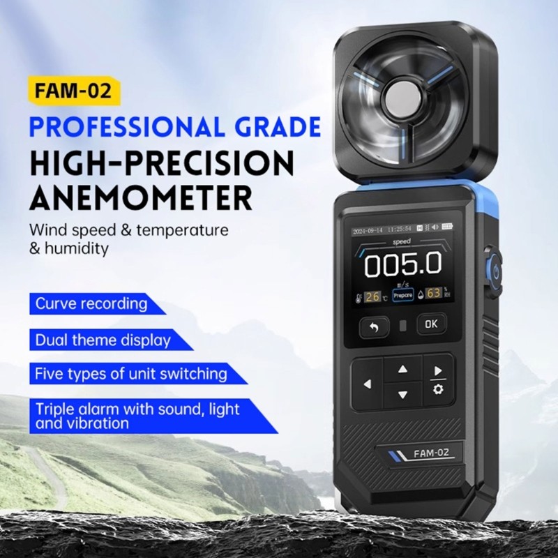 Wind Speed Gauge Meter Measuring Wind Temperature Humidity Anemometer