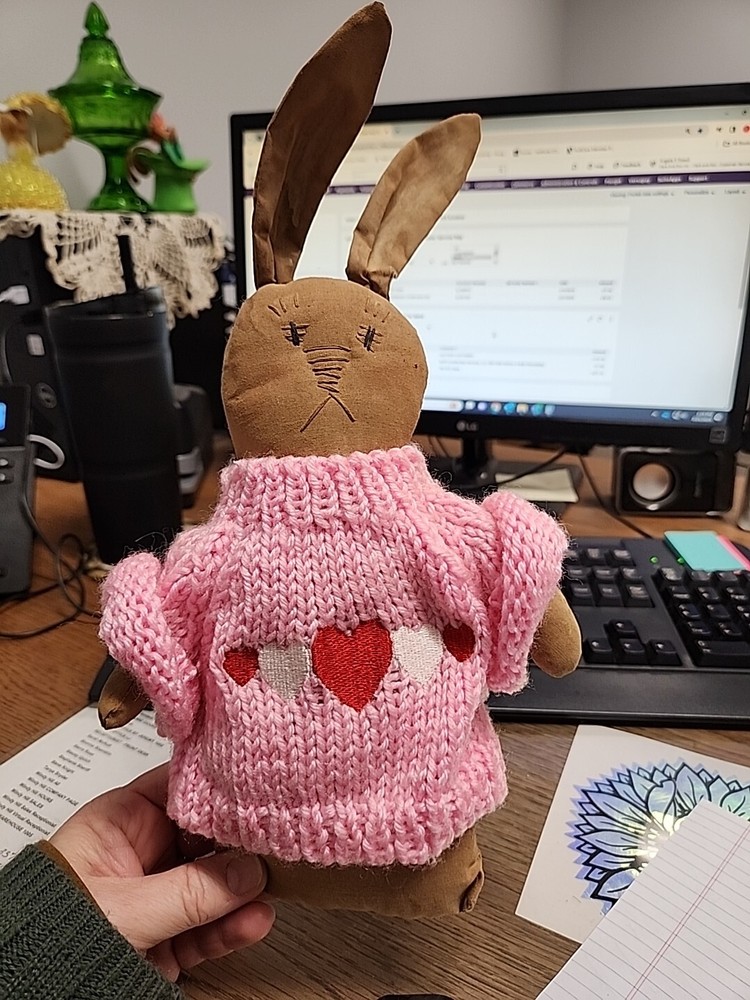 Primitive Grung Bunny Easter Spring Sweater Removable Body Only 12"