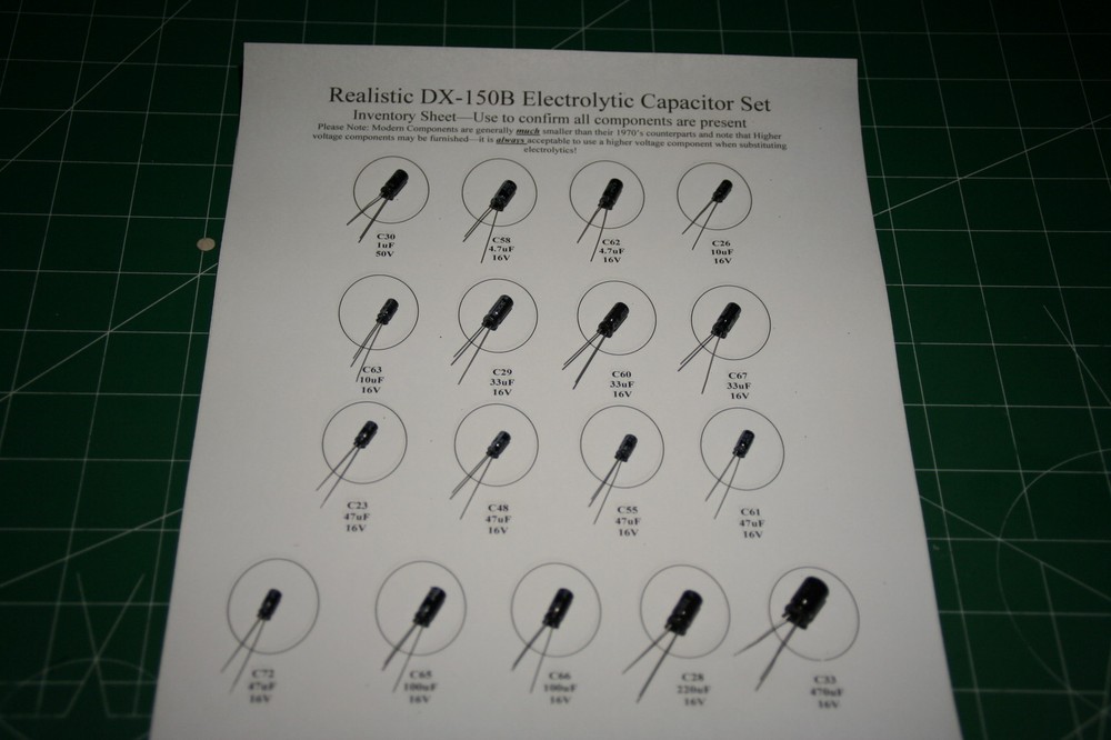 Realistic DX-150B Replacement Electrolytic rE-Cap Capacitor Kit - Premium