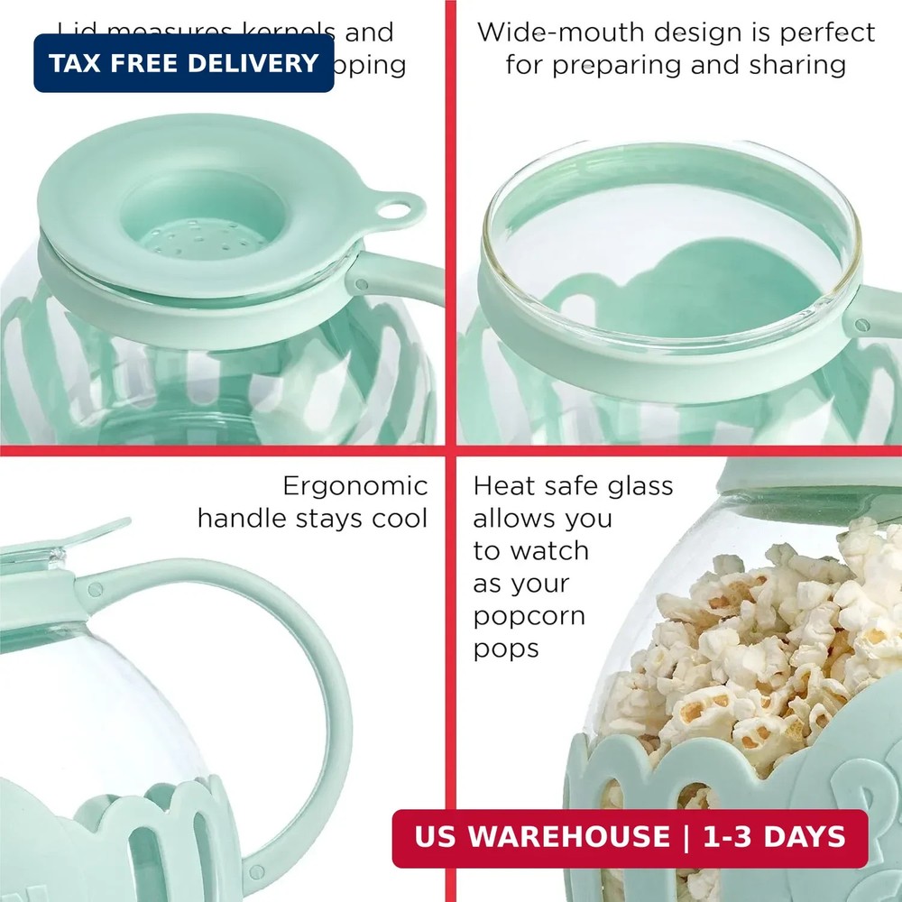Ecolution Patented Micro-Pop Microwave Popcorn Popper with Temperature Safe Glas