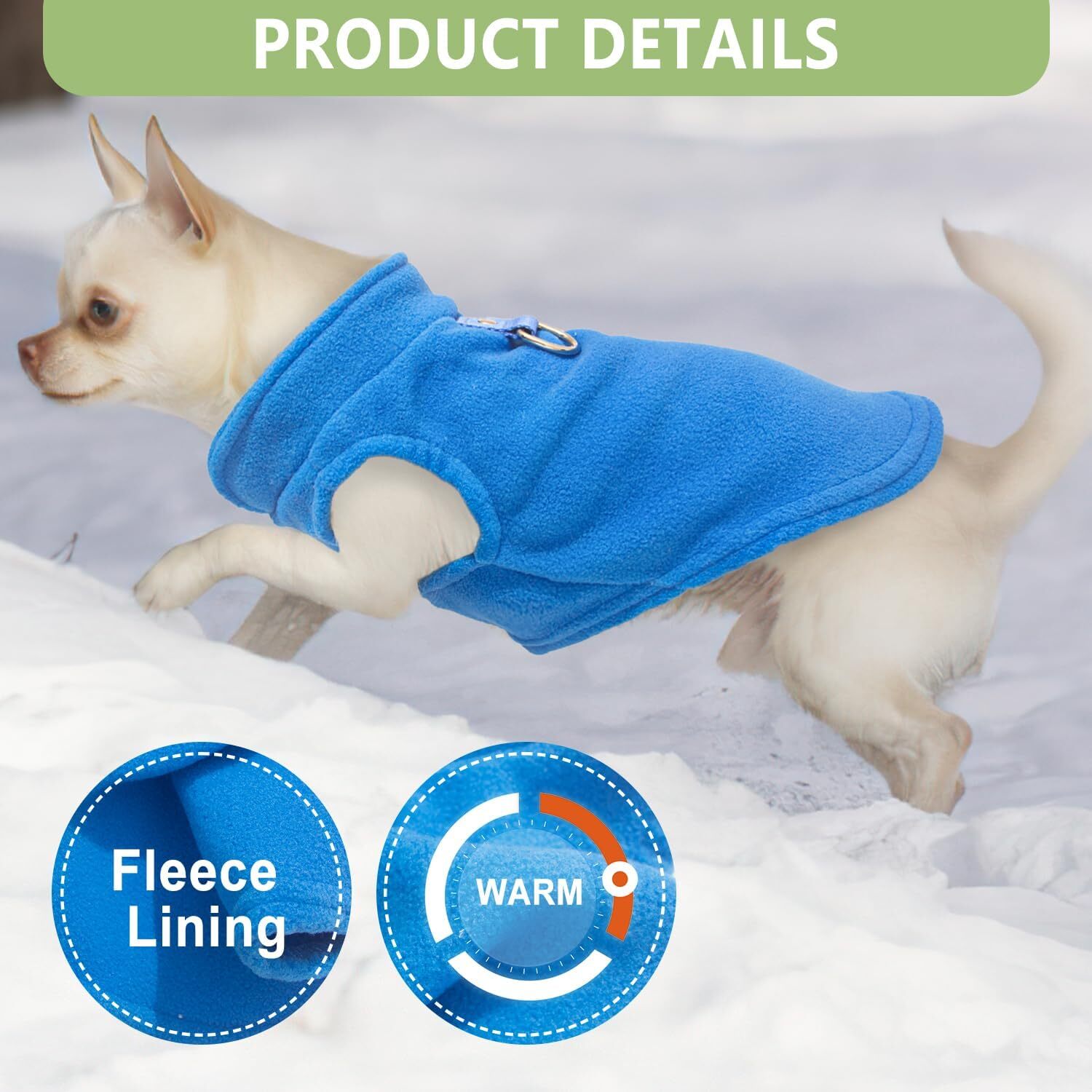 2 Pack Dog Sweater with Leash Ring Winter Warm Pet Sweater Thick Clothes Coat