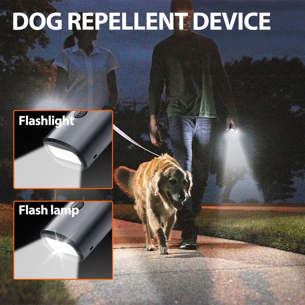 Ultrasonic Dog Bark Control Device | Rechargeable Trainer w/ Flashlight | Safe