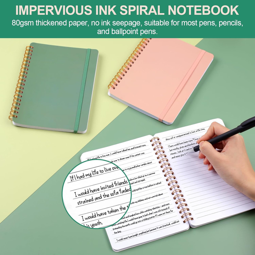 Utron 3 PCS Small Spiral Notebook 5X7, Notebooks for Note Taking, Morandi Spiral