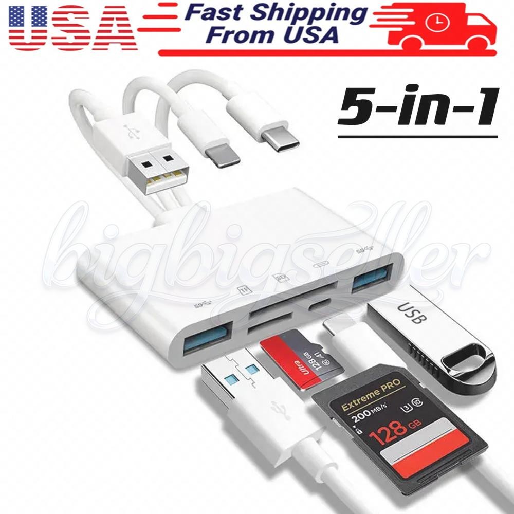 5 in 1 Memory Card Reader USB 3.0 OTG Adapter SD Card Reader For iPhone / iPad