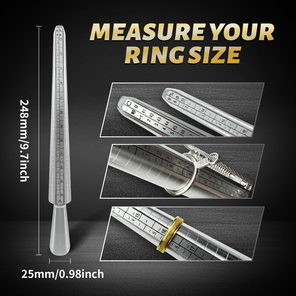 Ring Sizer Measuring Tool Mandrel Sizing Kit Metal metallic color