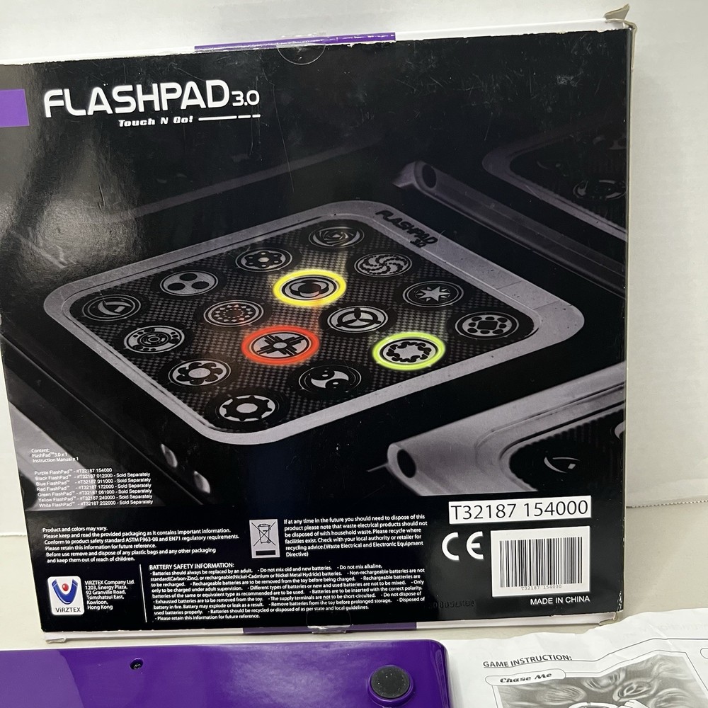 FlashPad 3.0 Touch N Go LED Touchscreen Black Handheld Game w/ box &instructions