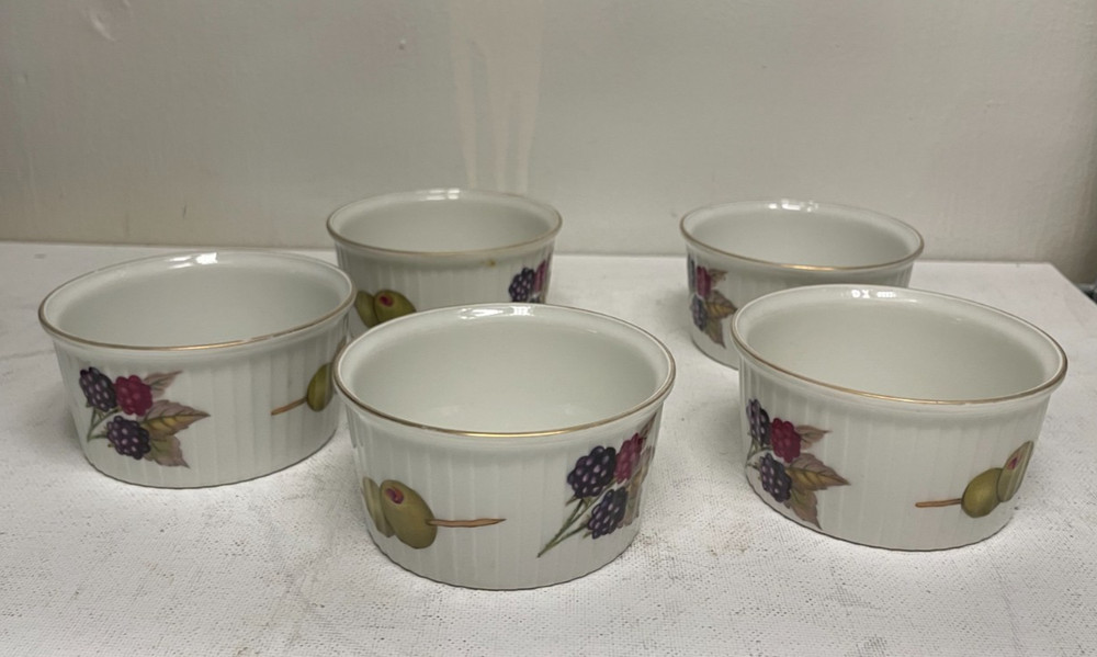 5x Royal Worcester Fine Porcelain Evesham Fruit Cup Oven to Table Ware