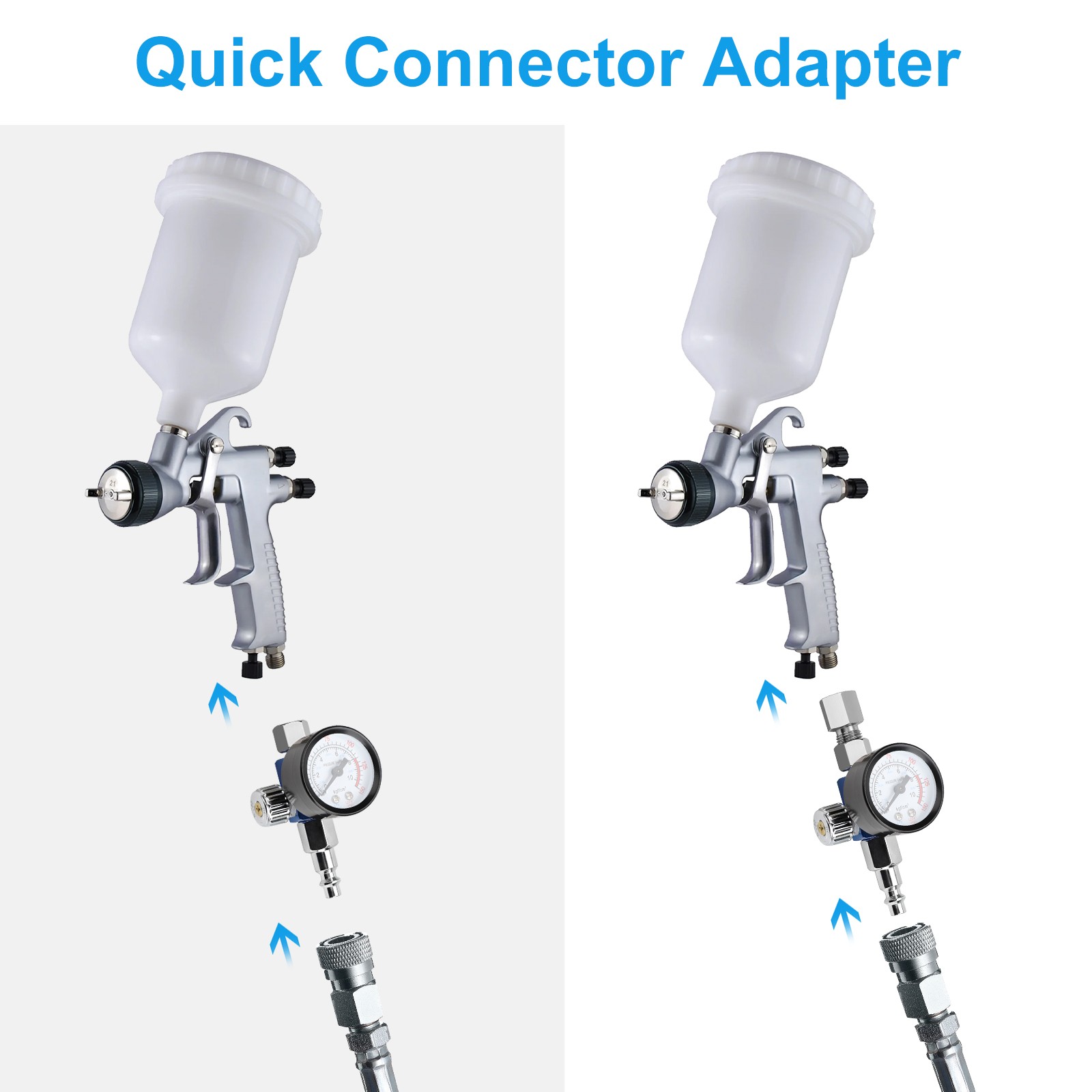 Adjustable Paint Spray Gun Air Regulator Kit 0-10 Bar w/ NPT1/4 Adapter for Auto