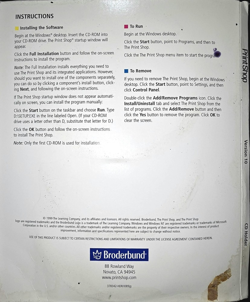 The Print Shop - Broderbund Version 10 AOL - 5 CD's - Install + Program + 3 CD's