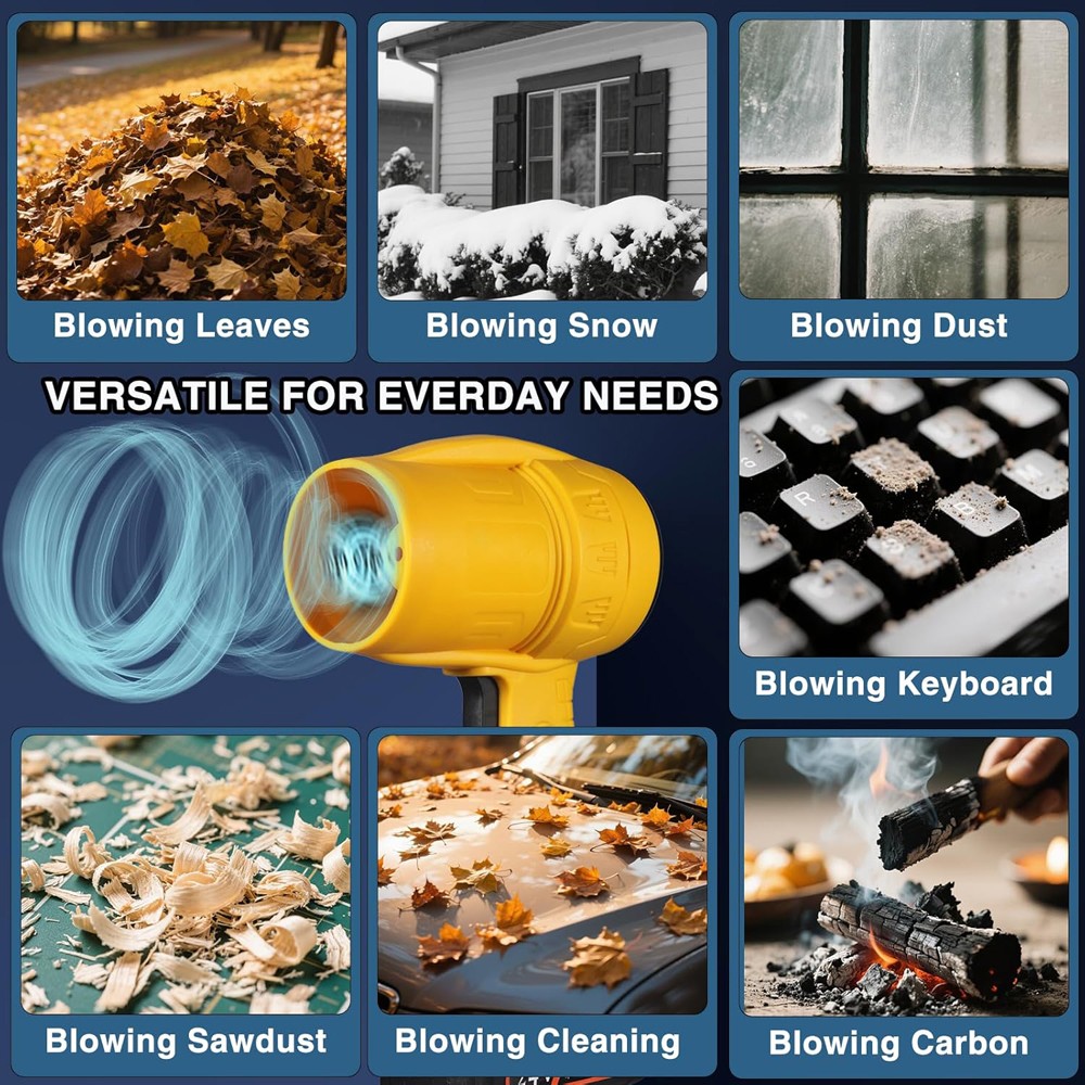 500000RPM Cordless Leaf Blower 700CFM 1500G Air Turbo Blower with 2 Batteries