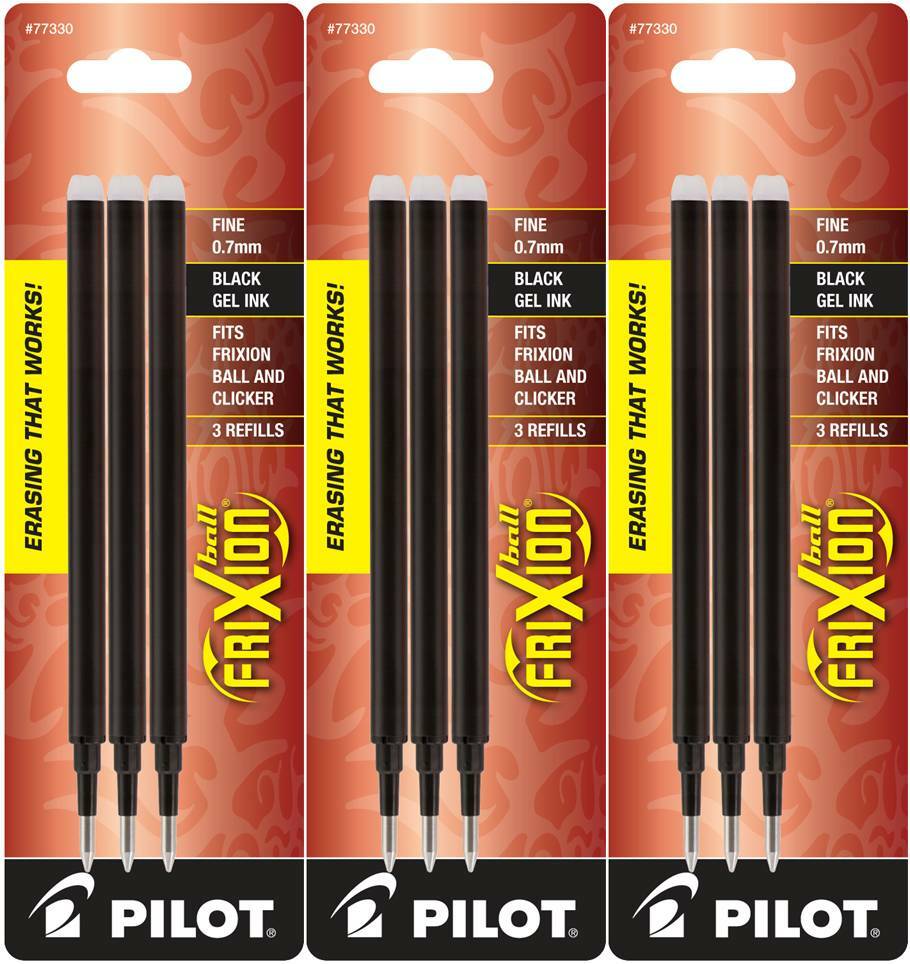 Pilot FriXion Ball Erasable Gel Ink Refills, Fine Point, 3 Packs