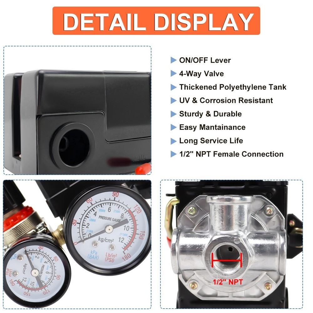 Pressure Switch Manifold Regulator Gauges Air Compressor Pressure Switch Control