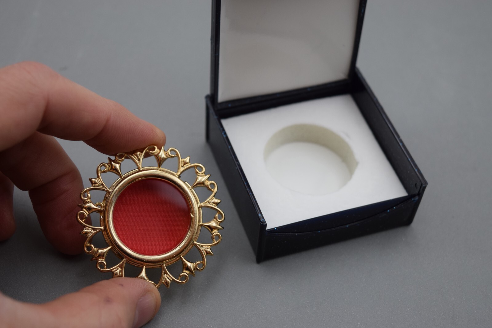 Large Relic Theca, Gold Plated Reliquary - Saint Relic Theca with Case (F)