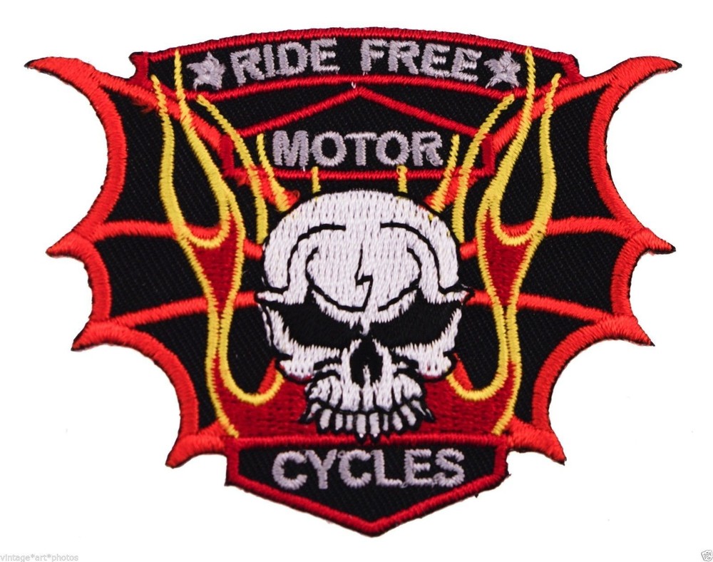 RIDE FREE MOTORCYCLE WITH SKULL PATCH