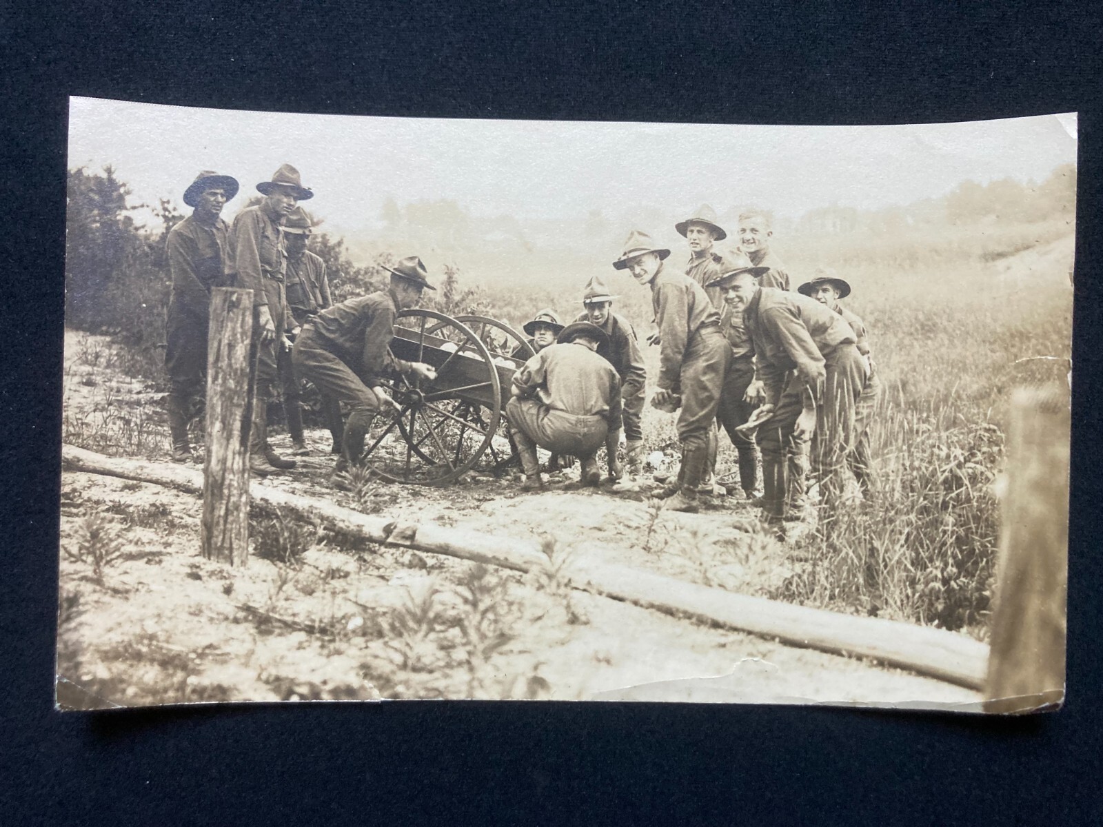 WW1 U.S. Soldiers "Somewhere in France" N H Battery Vintage Photograph C1