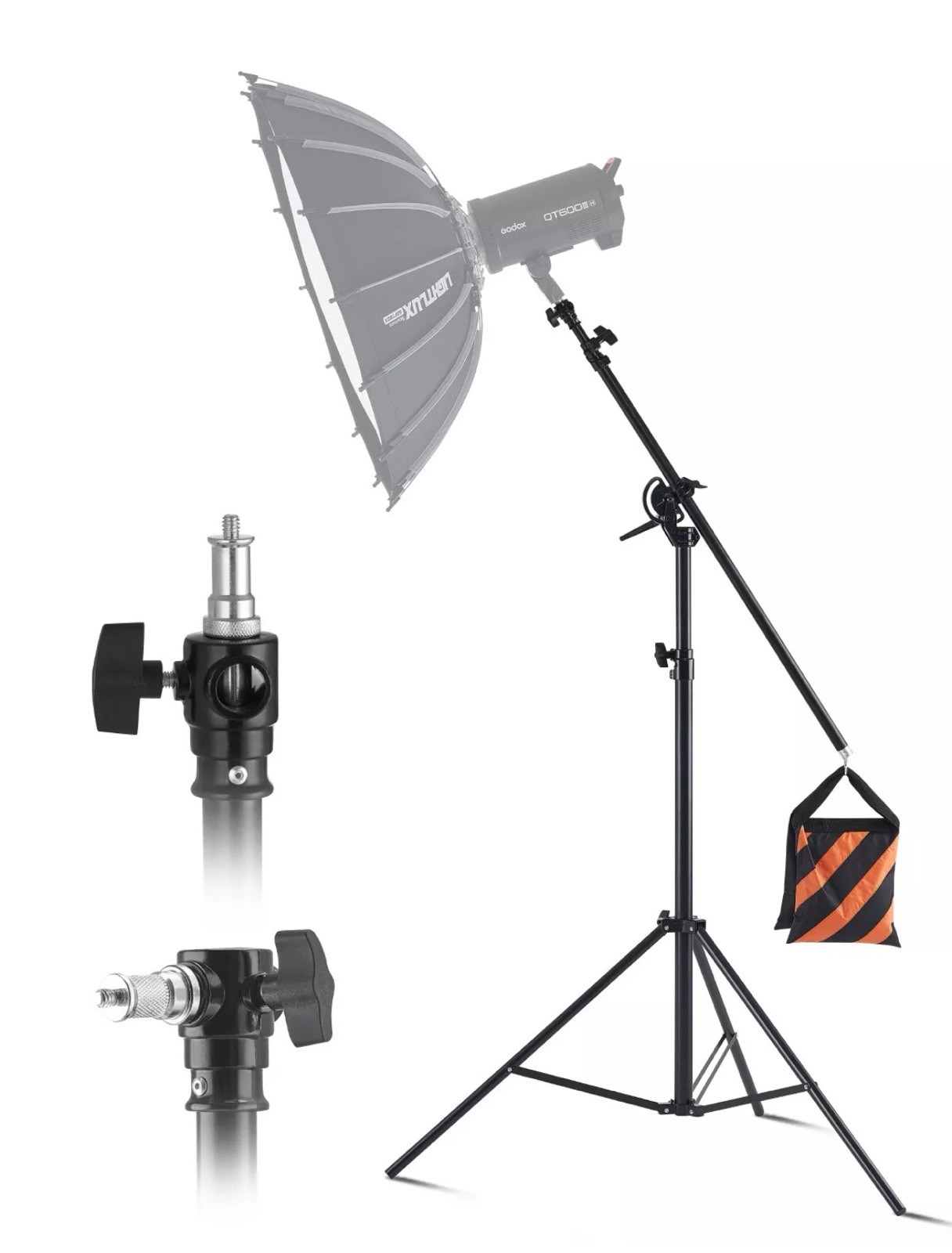 Aluminum Photography Light Stand with Boom Arm Adjustable With Sand bag Gift 🎁