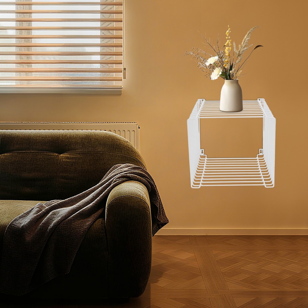 Side Table, Square Geometry Side Table, Linear Metal End Table