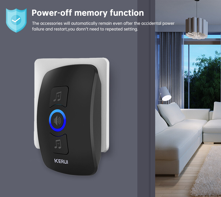 Waterproof Wireless Doorbell Adjustable Volume 2 Plugin Receiver 3 Bell Button