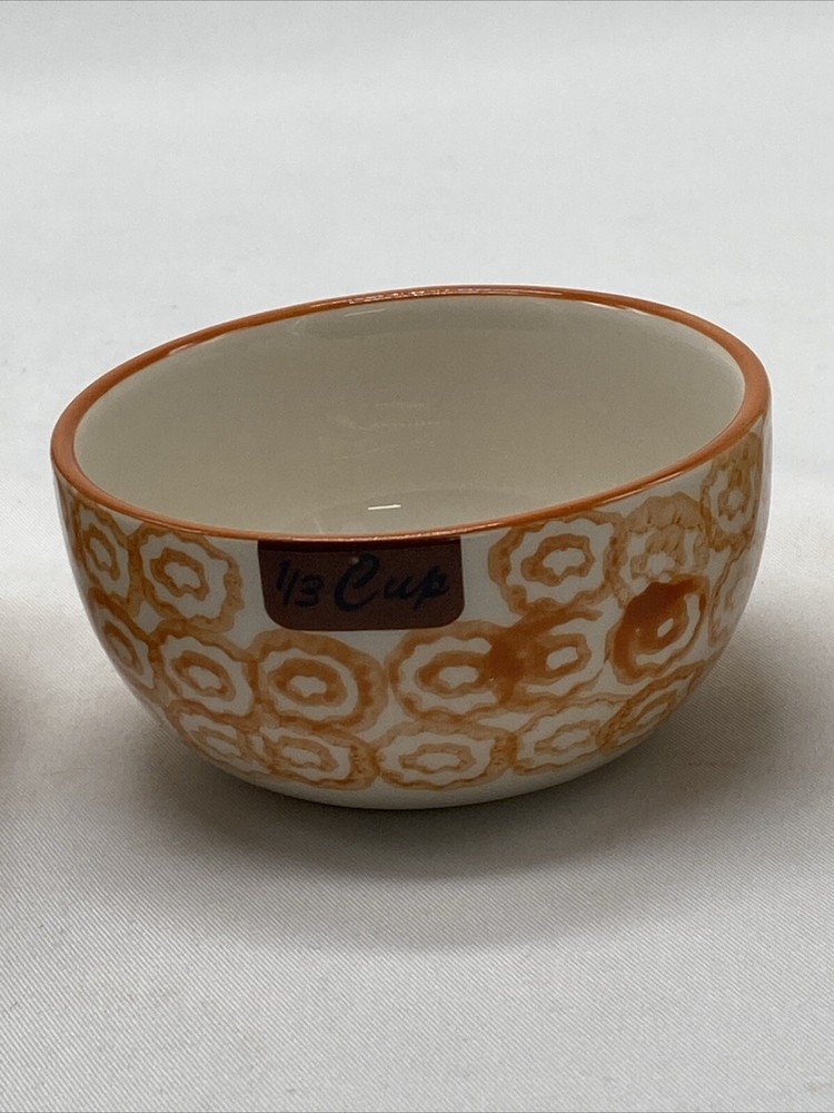 Temptations Orange Owl Ceramic Nesting Measuring Cup Set Old World