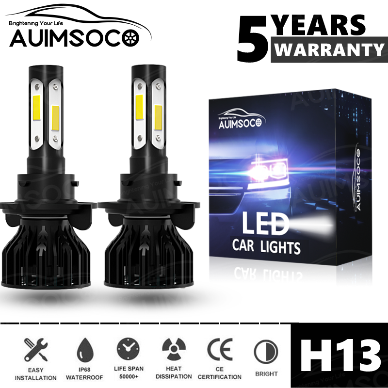 H13 9008 LED Headlight Bulbs Kit 10000W 1000000LM Hi/Lo Beam Super White Bright