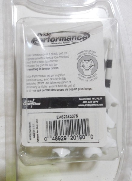 PRIDE PERFORMANCE EVOLUTION STRIPED 2 3/4" 30 COUNT BLACK/WHITE GOLF TEES - NEW