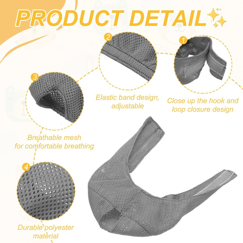 Cat Muzzle Breathable Mesh Muzzle Circumference 9-10 Inches Light Gray