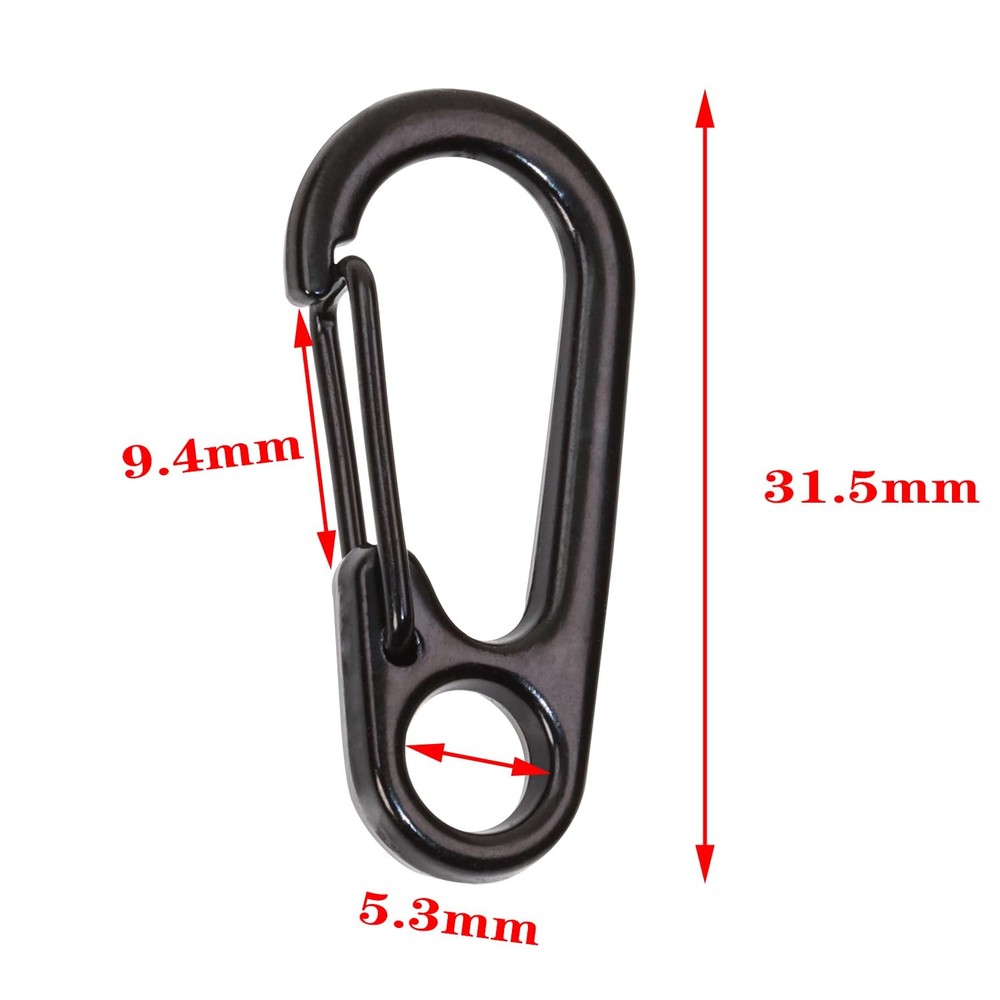 Mini Skater Tiny Alloy Clips Quick Release Paracord Keychains Spring Black