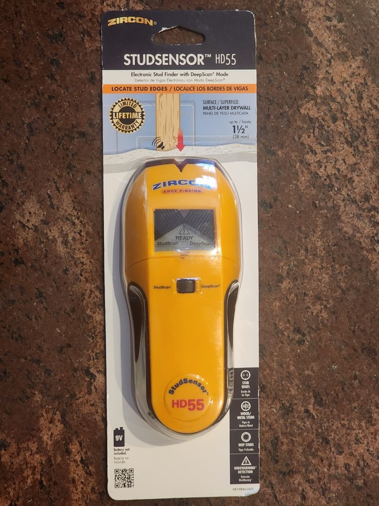Zircon StudSensor HD55 Metal & Wood Stud Finder with Deep Scan