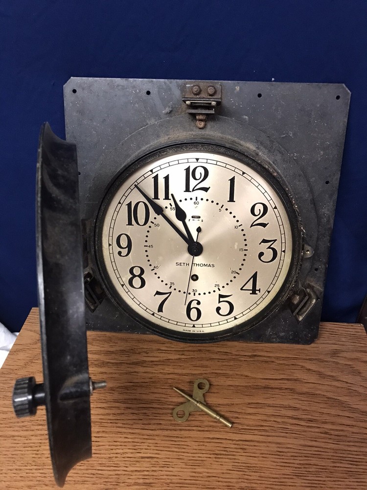 Seth Thomas Naval Type ship clock made in USA Working Condition