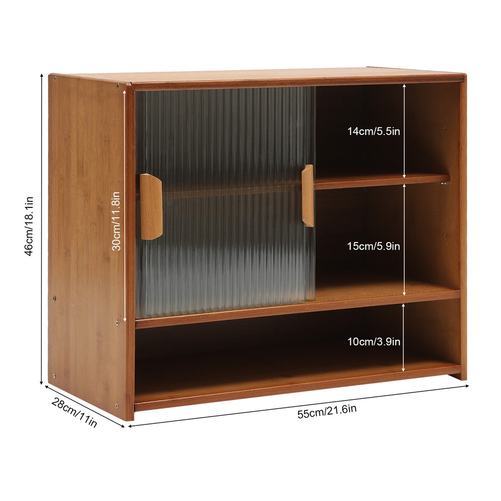 Small Bamboo Kitchen Pantry Sideboard with Sliding Doors and Ample Storage