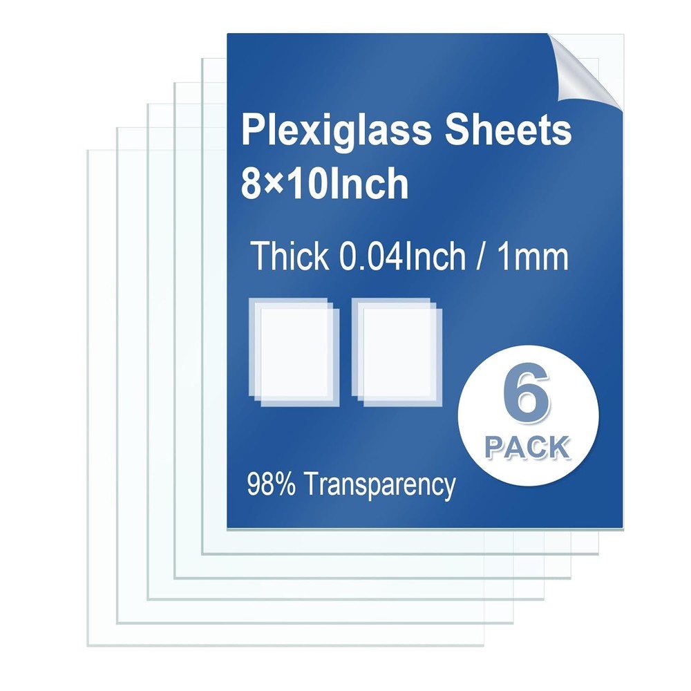 Pack Clear Plexiglass Sheets Thin PET Plexiglass Sheets for Craft 8×10×0.04In 6