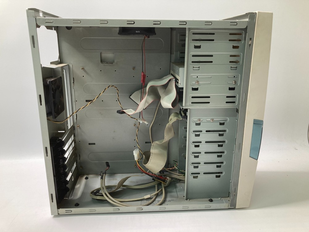 Vintage White & Blue PC Case w/ CD Rom & Floppy Drive