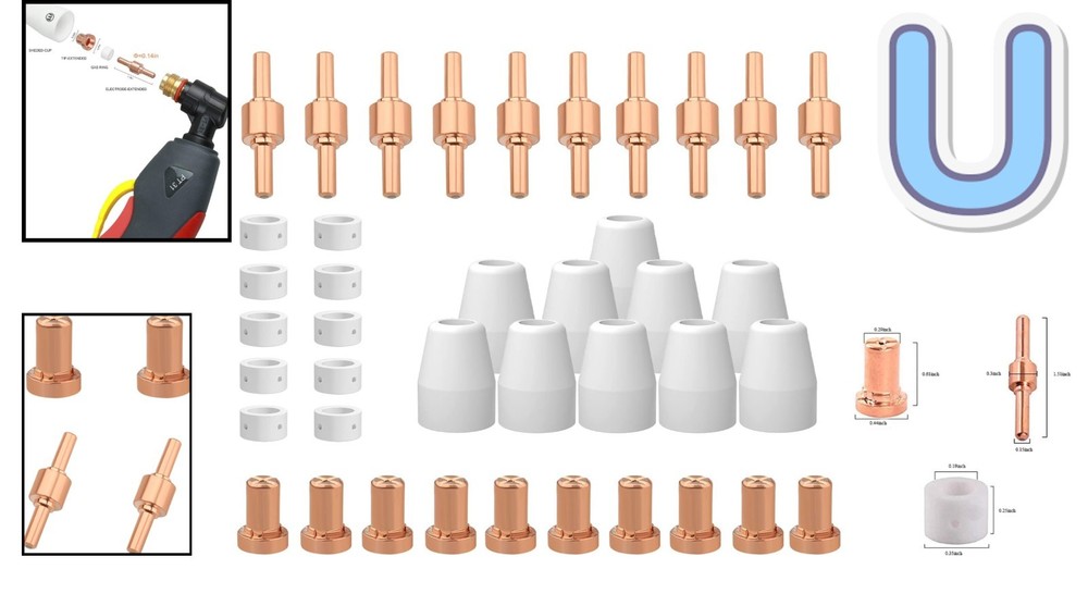 Versatile 40 PCS Copper Plasma Cutter Consumables for Enhanced Cutting Precision