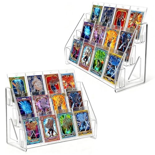 2 Pack 3-Tier Greeting Card Display Stand – Clear Vertical Riser 3-Tier (2pack)