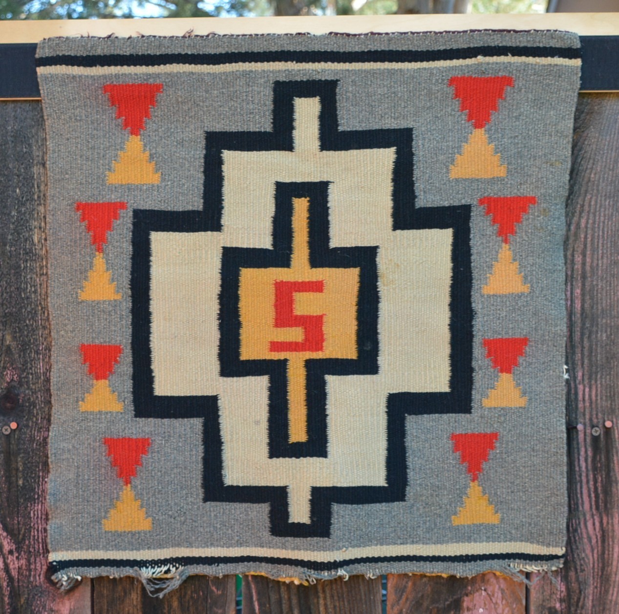 Unique Old Navajo Sampler Rug - Finely Woven Germantown Wools - 20" x 19"