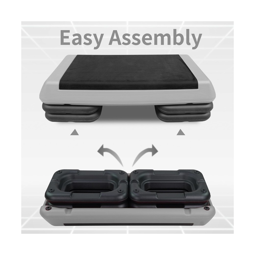 4''-6''-8''Adjustable Aerobic Stepper w/4 Risers Health Workout Step Platform...