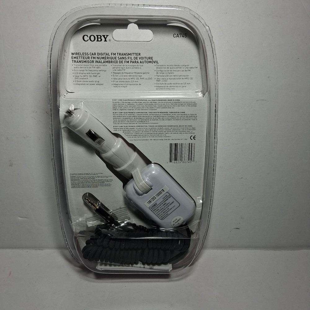 COBY CA745 Wireless Digital FM Transmitter 3mm Plug For Mp3 CD DVD PMP Etc New