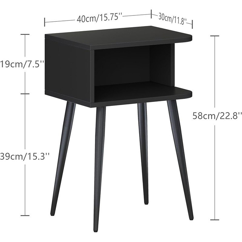 Multi-Functional Nightstand End Table W/ Storage Easy Assembly Home Office Black