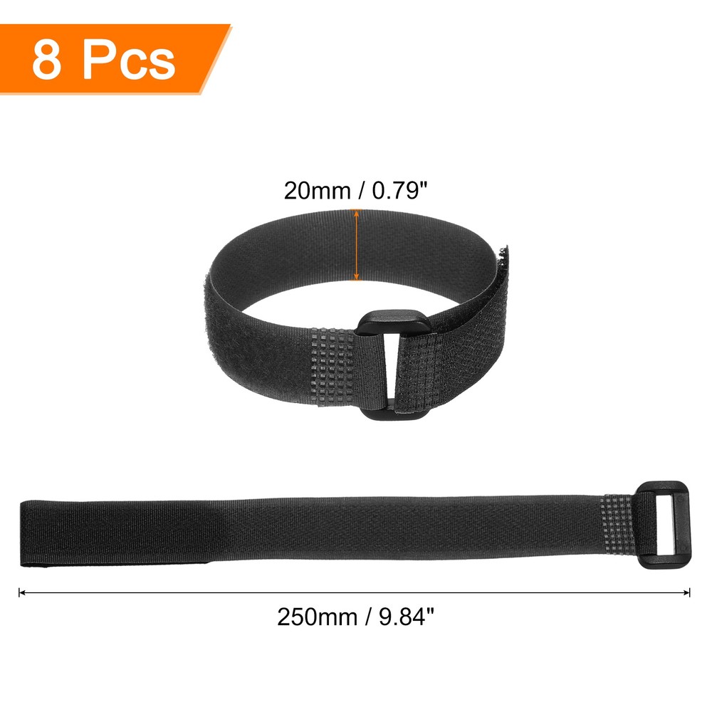 8Pcs Battery Tie Down Straps,0.8x10" Black Nylon Hold Down Hook Loop Strap