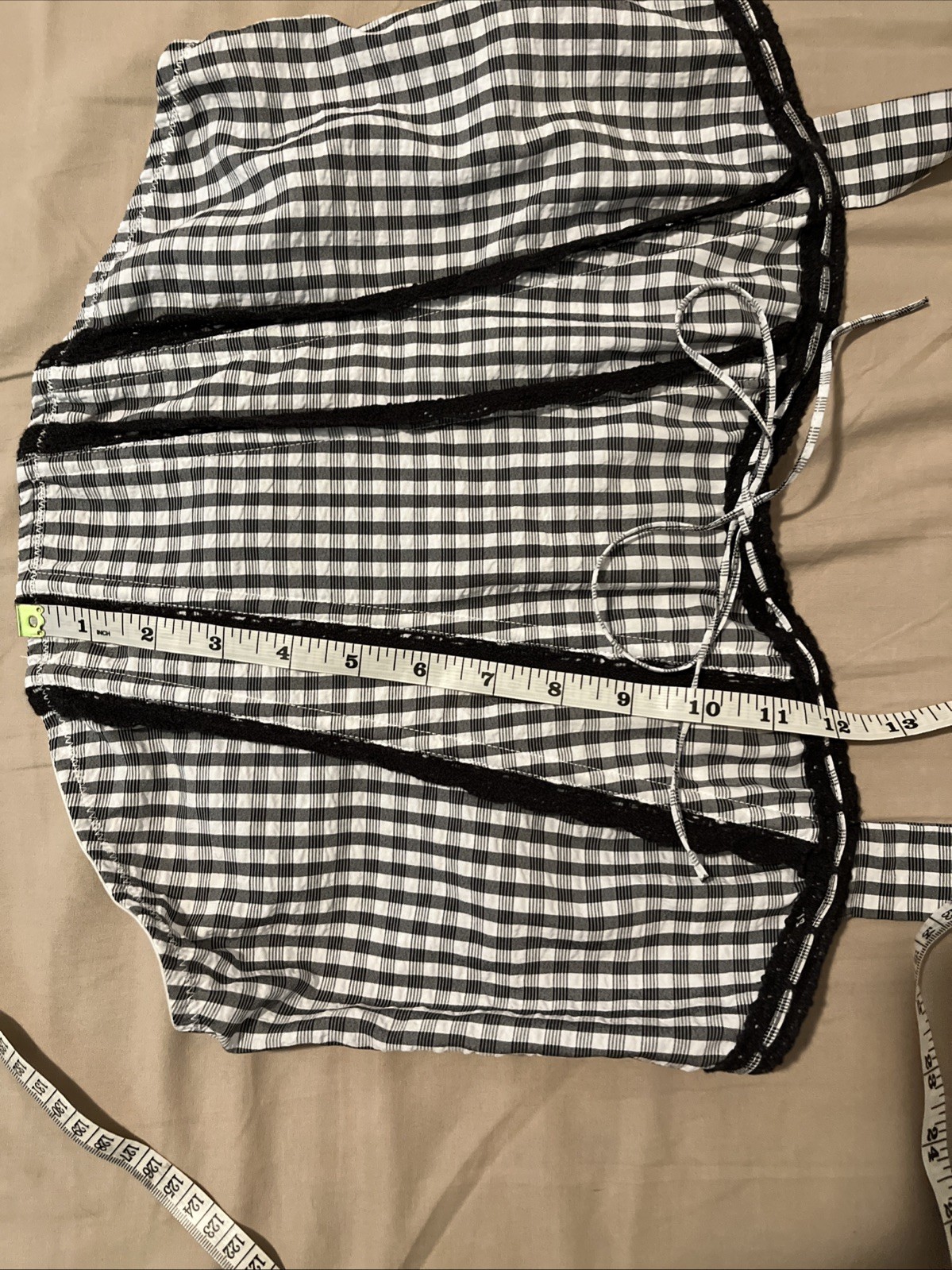 Out From Under Betty Gingham Corset Top Large Boned Black/White Western Romantic