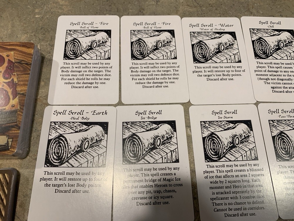 HeroQuest Cards. Artifact & Spell Scroll deck REPRINT. READ DESCRIPTION!