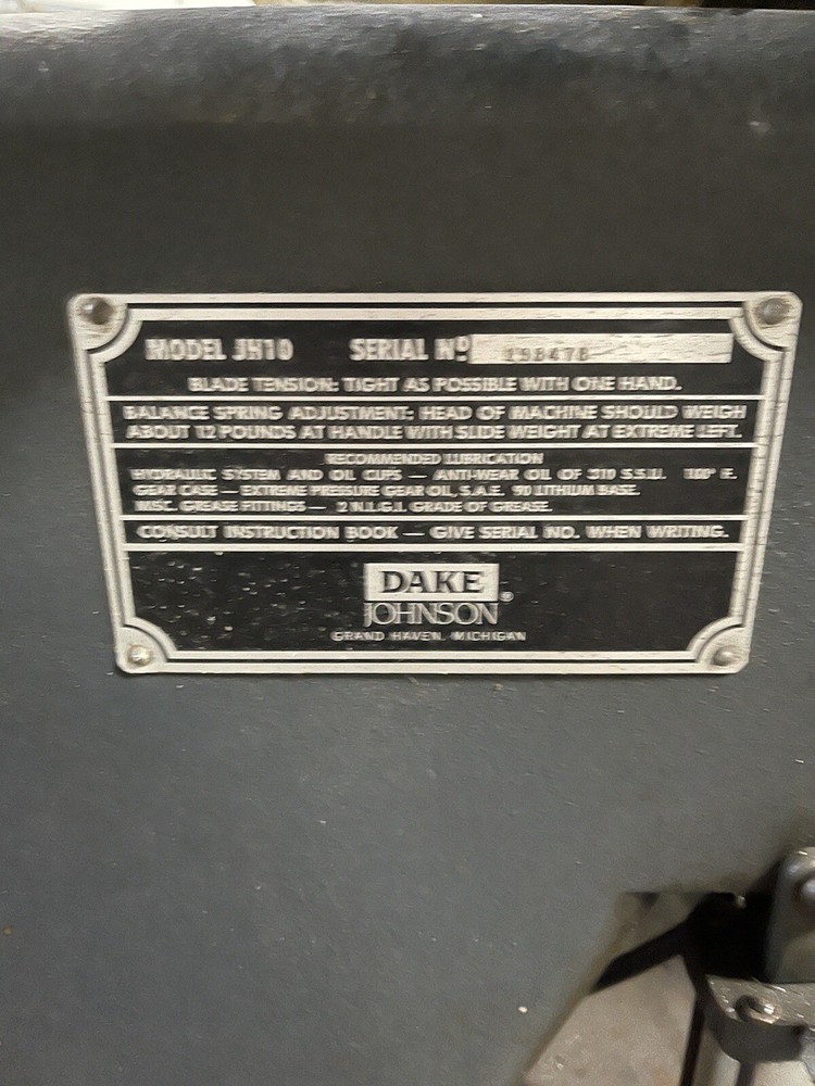 Dake Johnson Horizontal Band Saw