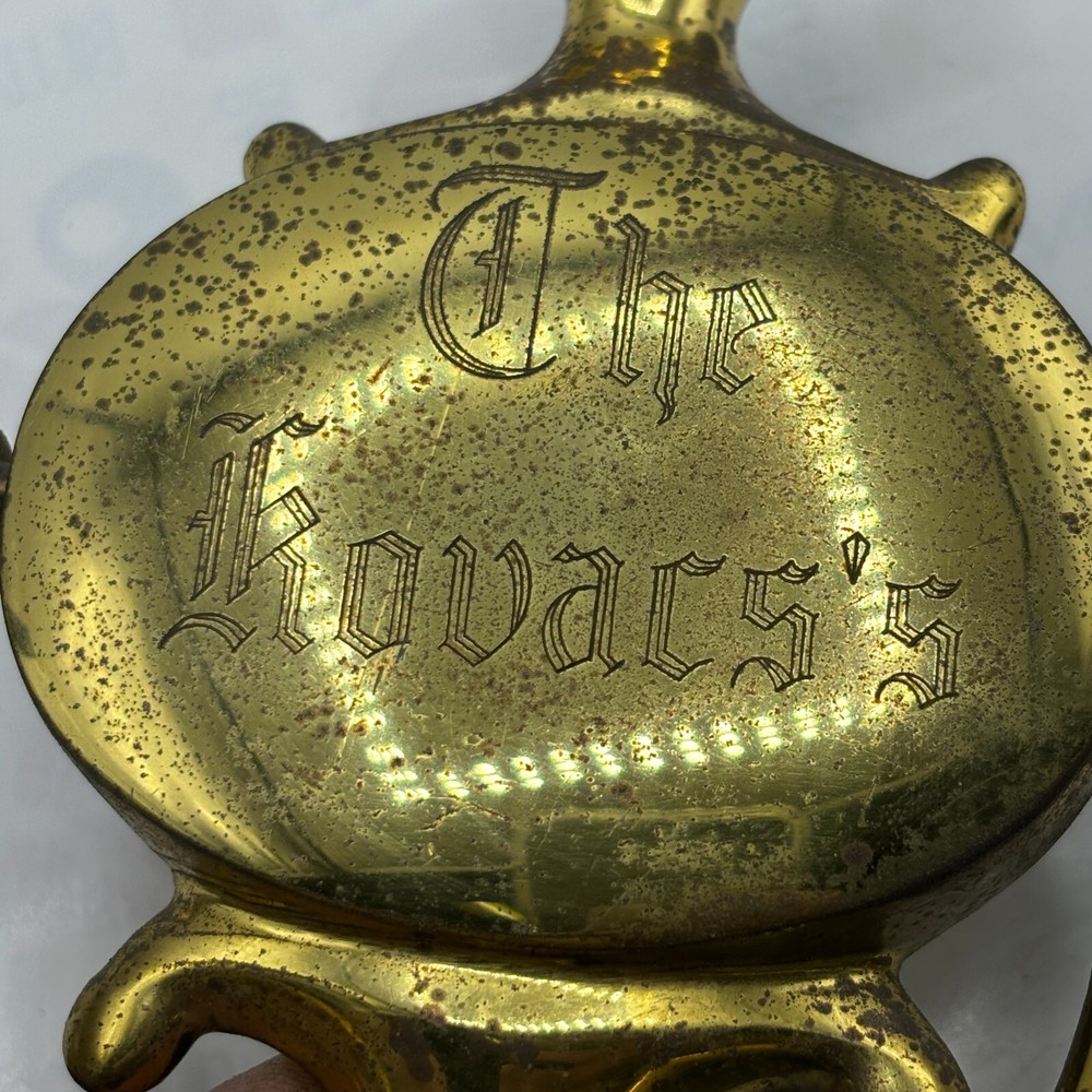 VINTAGE Solid Brass Door Knocker Engraved Things Remembered Spain ⭐
