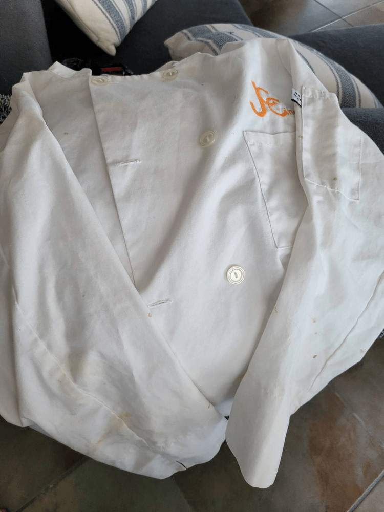 Chef jacket unisex damaged with soy sauce stains
