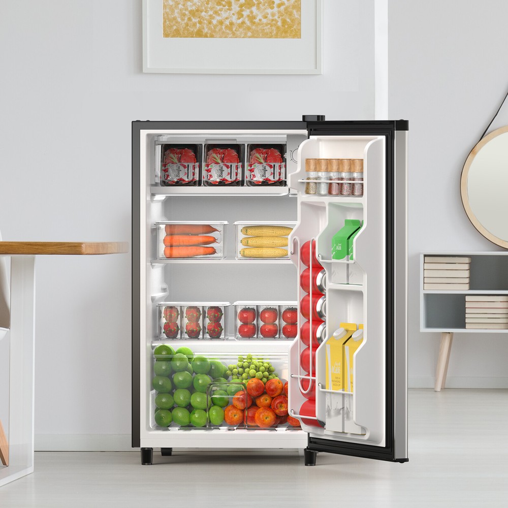 Low Noise Mini Fridge w/ Freezer Compartment Single Door Adjustable Temperature