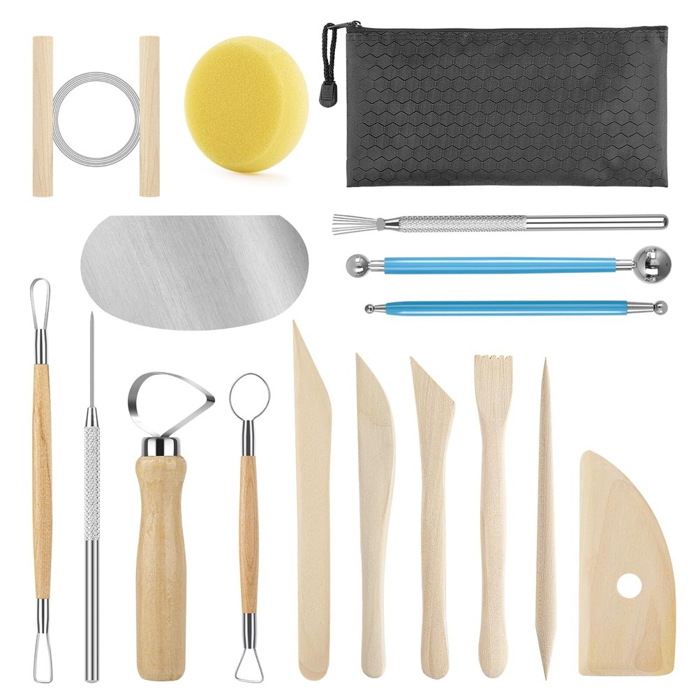 Pottery Tool Kit 17pcs Polymer Clay Tools Modeling Clay Sculpting Tools Kit Cera