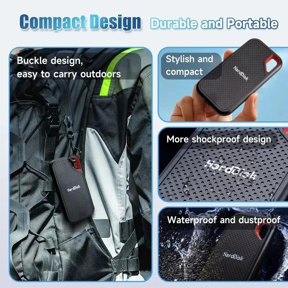 1TB Portable External SSD – USB 3.1 High-Speed Solid State Drive for PC & Mac