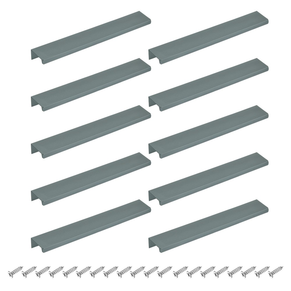 Cabinet Edge Finger Pull, 10pcs 200mm / 7.87" Hidden Cabinet Pulls, Gray